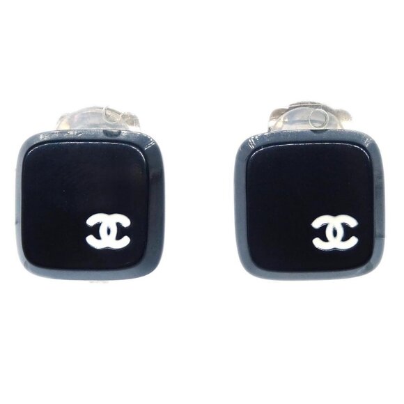 Chanel Square Earrings Clip-On Black 0 - Picture 1 of 4